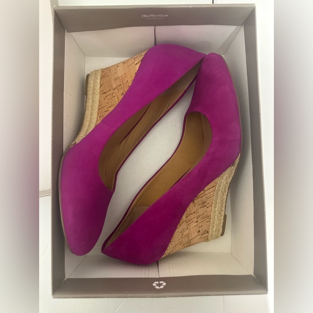Franco Sarto Calix Magenta Suede Cork
Espadrille Wedge Pumps